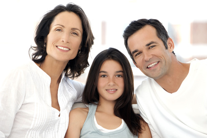 Happy family with one child - portrait