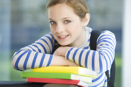 Teen student with books